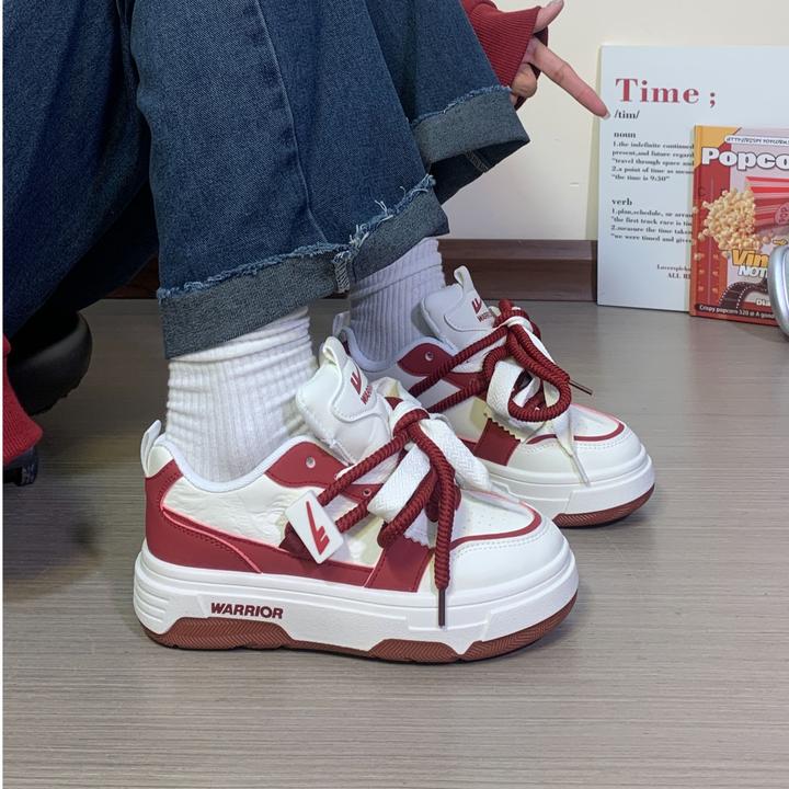 Warrior/回力品牌红色休闲时尚百搭增高板鞋厚底ins韩版复古小众y