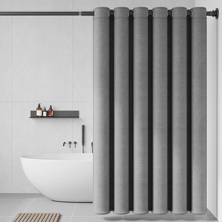 浴室套装免打孔浴室卫生间防水隔断帘窗帘门帘纯色加厚防霉罗马孔