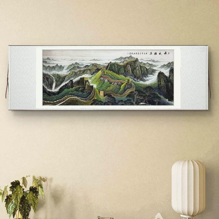 《长城雄风》客厅书房背景墙挂画六尺横幅72*220