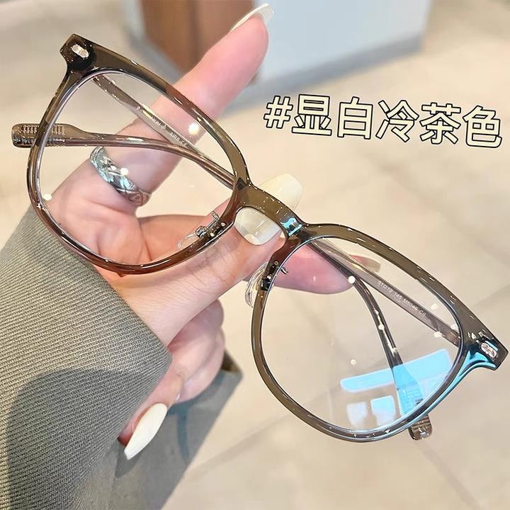 超轻眼镜框女可配度数近视镜片大框素颜圆脸韩版冷茶色眼睛镜架潮