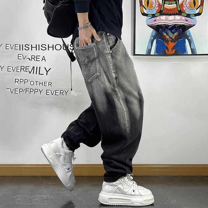 美式潮牌春秋牛仔裤子男款爆款2025新款男士宽松大码男装胖子显瘦