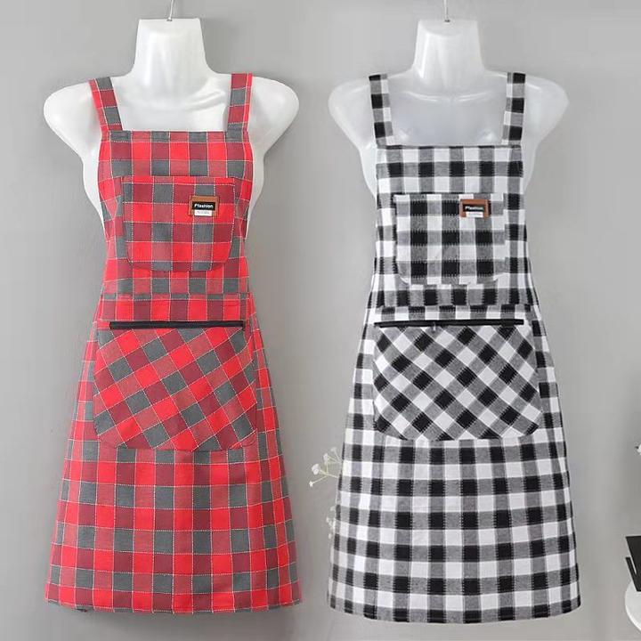 高档棉布围裙厨房做饭防油背带式围腰成人上班干活耐脏洋气工作服