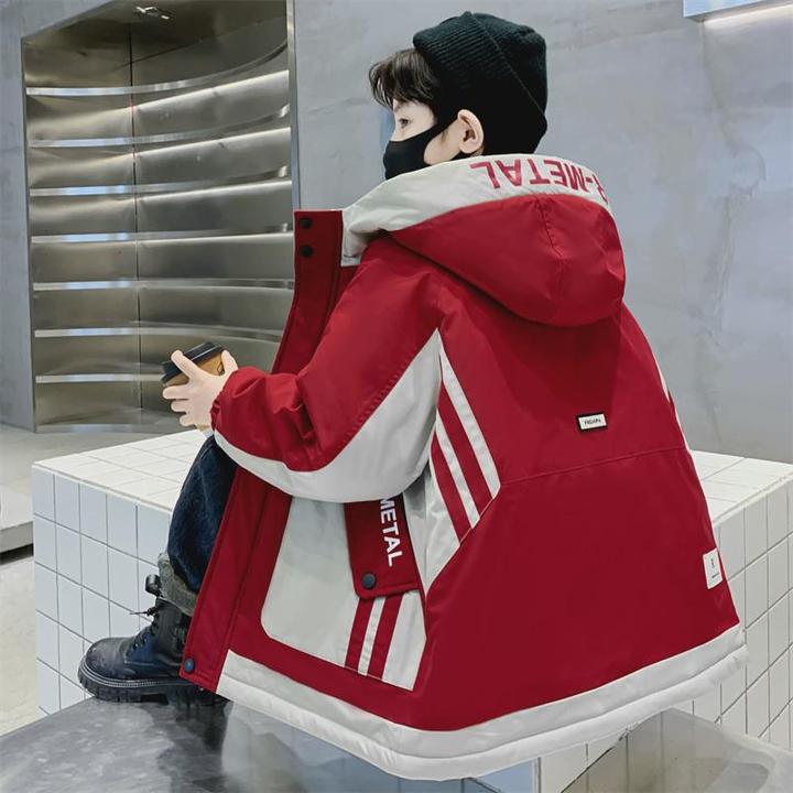 儿童装男童秋季外套2024新款中大童秋装男孩春秋款炸街加绒冲锋衣