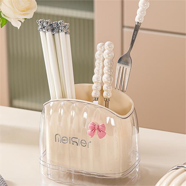 家用轻奢简约筷笼奶油风可沥水防霉筷子筒厨房收纳餐具筷子收纳盒