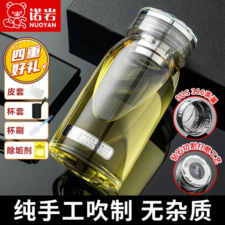 诺岩玻璃杯加厚简约时尚单层水杯高硼硅玻璃大容量水杯大肚杯便携