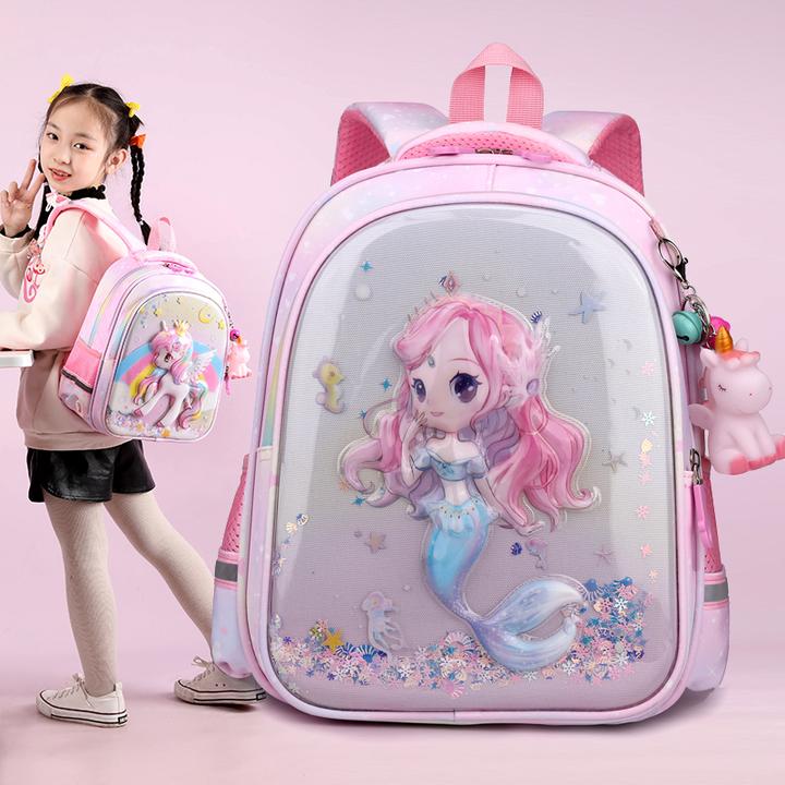 女孩书包幼儿园中大班公主可爱美人鱼双肩包女童防水护脊透气背包