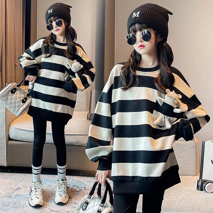 巴拉童年女童卫衣中长款春秋款2025新款女孩秋装上衣洋气儿童大童