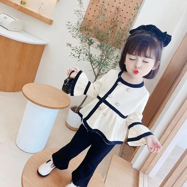 女童套装2025女宝宝秋装新款韩版小香风休闲上衣小女孩两件套春秋