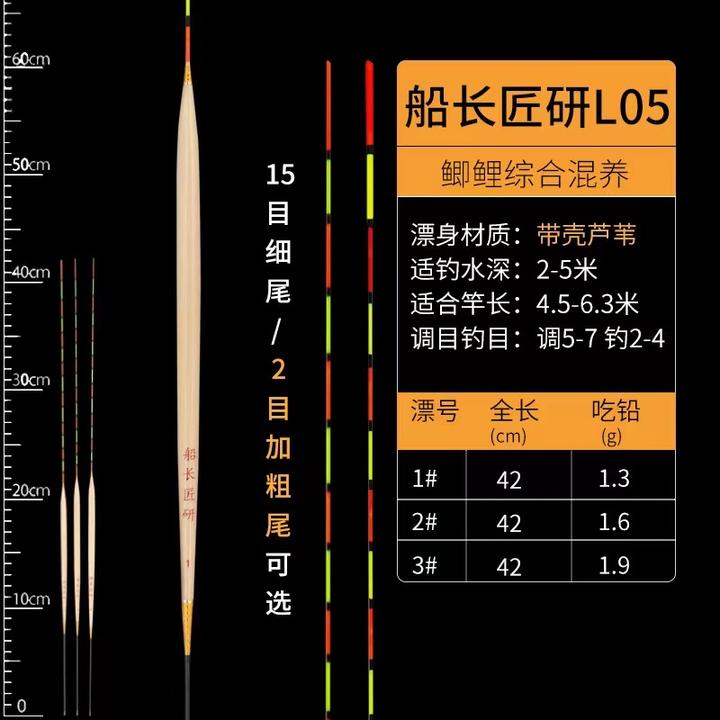 船长匠研L0542长罗非鲫鱼芦苇浮漂醒目鱼漂短脚长身翻身快高灵敏