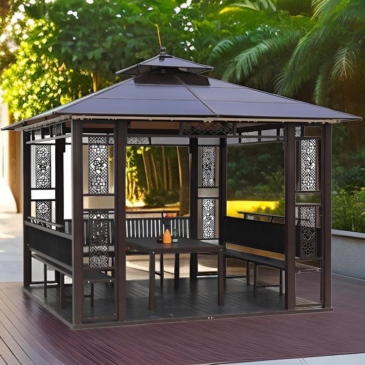新中式防水凉亭休闲遮阳帐篷防风防雨隔热凉亭户外庭院2025新款