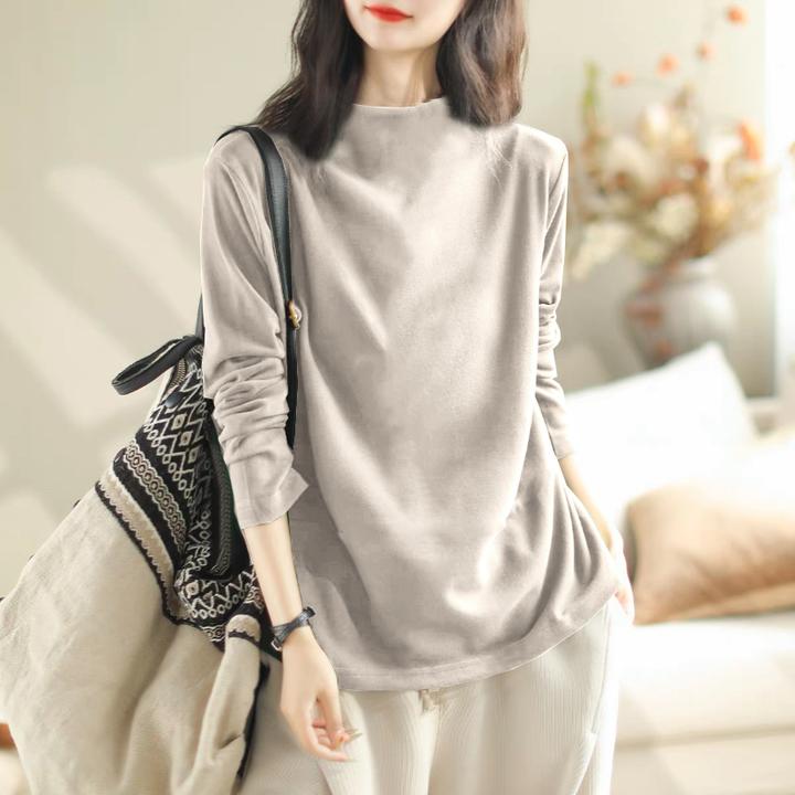 双面德绒大码胖MM简约百搭冬高领打底衫加绒T恤长袖休闲显瘦上衣