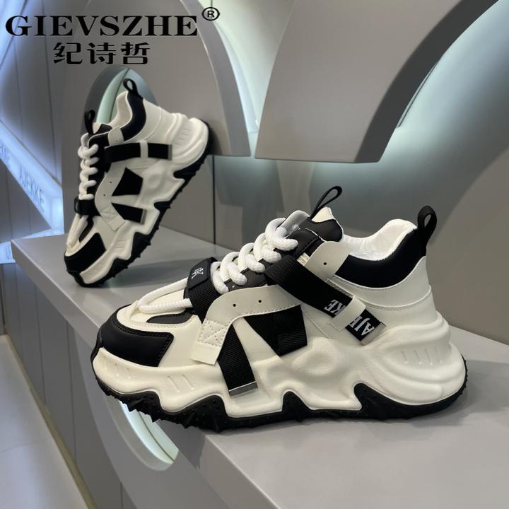 GIEVSZHE/纪诗哲厚底老爹鞋男款百搭男士休闲鞋拼色百搭运动鞋男