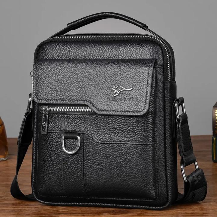 新款头层牛皮男士单肩斜跨手提包多功能大容量商务时尚质感真皮包