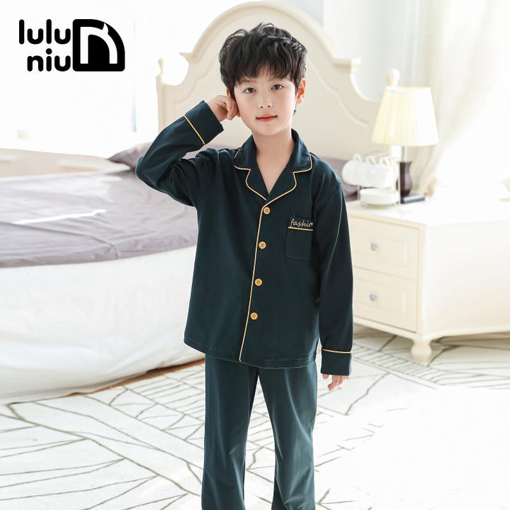 儿童睡衣男童纯棉长袖春秋季男孩中大童青少年套装韩版全棉家居服