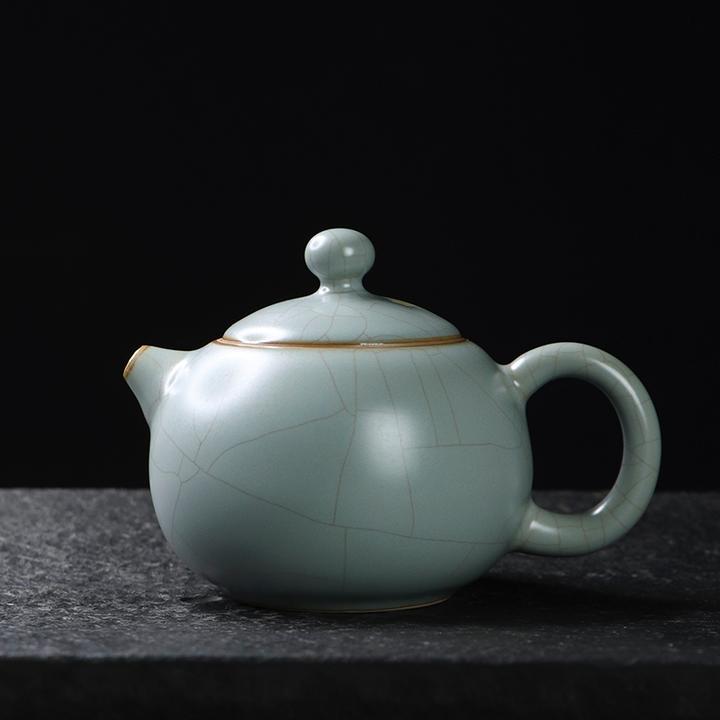 凝香阁 茶养开片哑光天青汝窑西施壶 家用陶瓷功夫茶具单个泡茶壶
