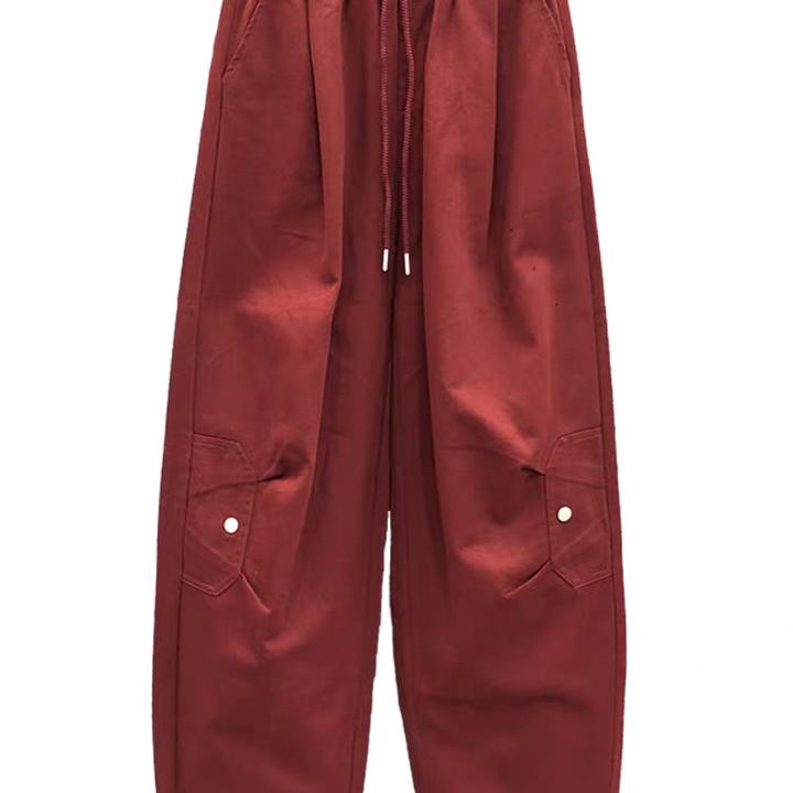 轻奢安格拉红色水洗牛仔工装裤