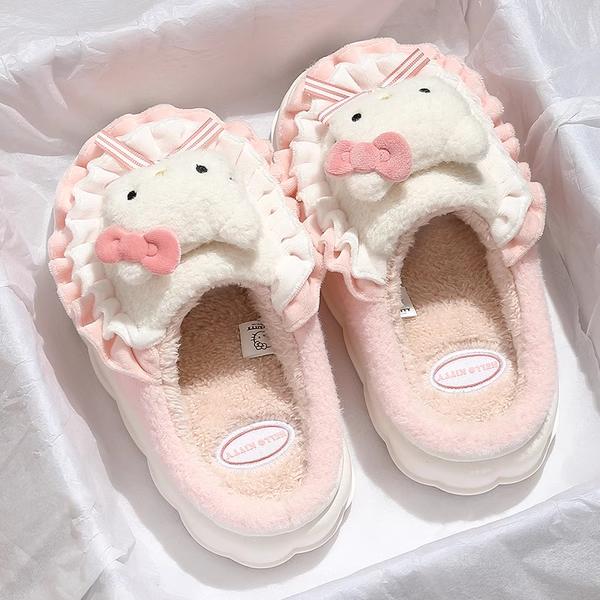 HelloKitty猫棉拖鞋女士冬季2025新款室内居家居可爱厚底毛绒拖鞋