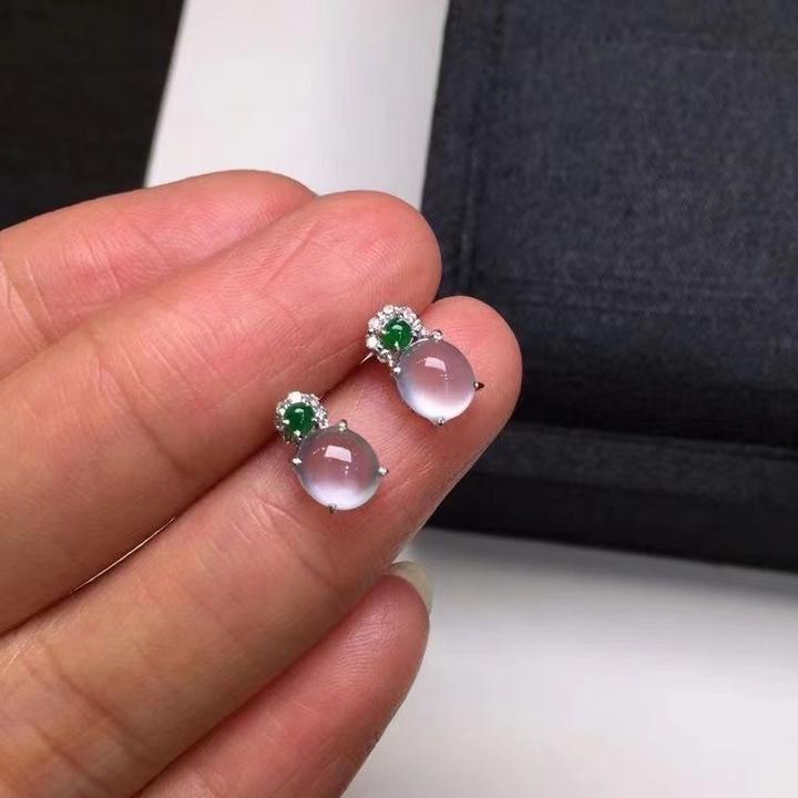 铜合金耳饰 百搭气质小巧精致耳钉简约时尚款带绿小蛋面耳饰小众