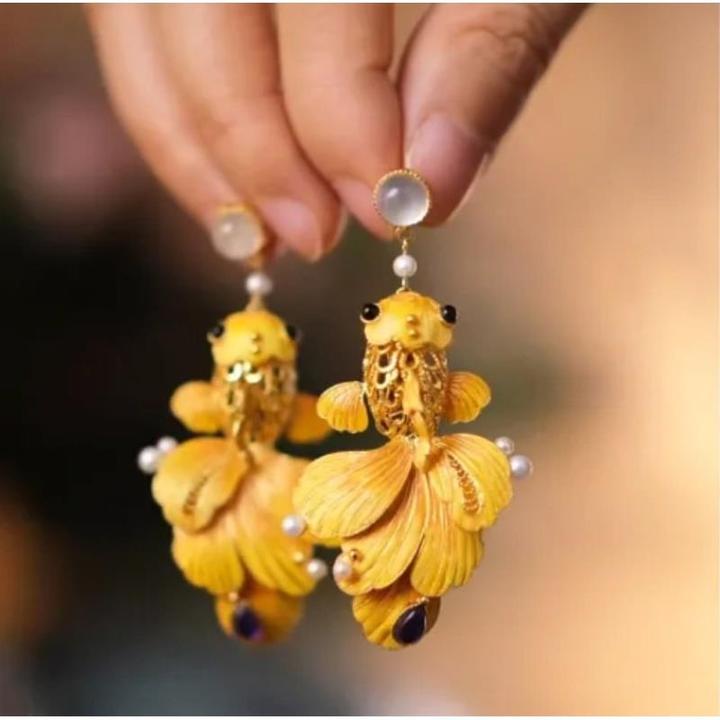 铜合金耳饰 新中式耳钉时尚国潮耳坠复古民族风耳饰品耳环百搭