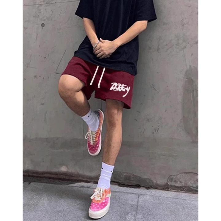 hiphop美式嘻哈字母印花运动短裤男夏季百搭宽松直筒阔腿五分裤子