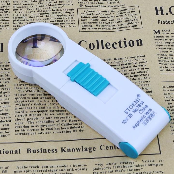 手持式高倍高清放大镜带灯便携式珠宝镜鉴定镜10倍阅读鉴赏鉴定镜