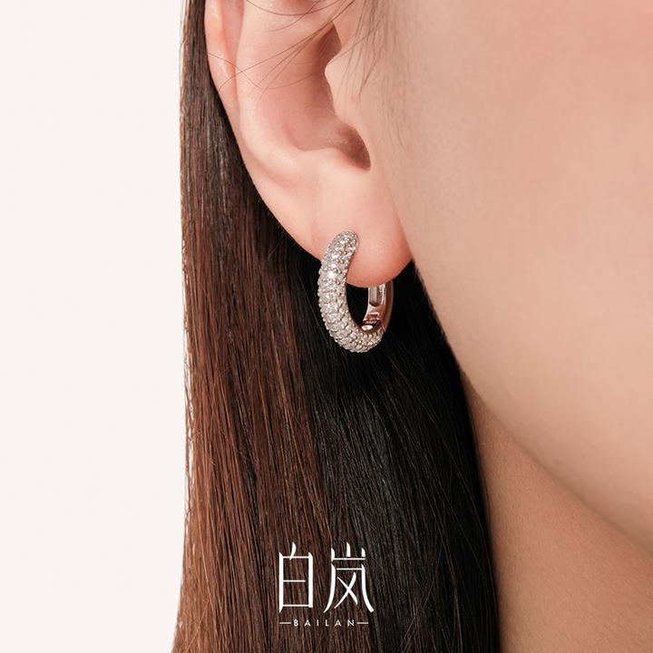 925银合成锆石耳饰 白岚满镶耳圈女2025新款轻奢锆石耳环ED3766