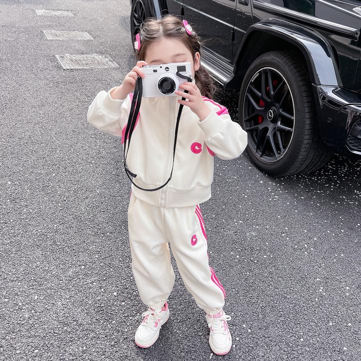 巴拉扣扣女童早秋装休闲运动套装2025新款春秋款洋气时髦C字秋季