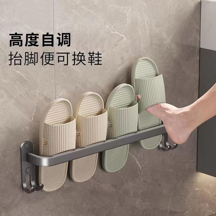 免打孔拖鞋架太空铝壁挂式鞋架阳台墙上卫生间墙壁厕所门后拖鞋架