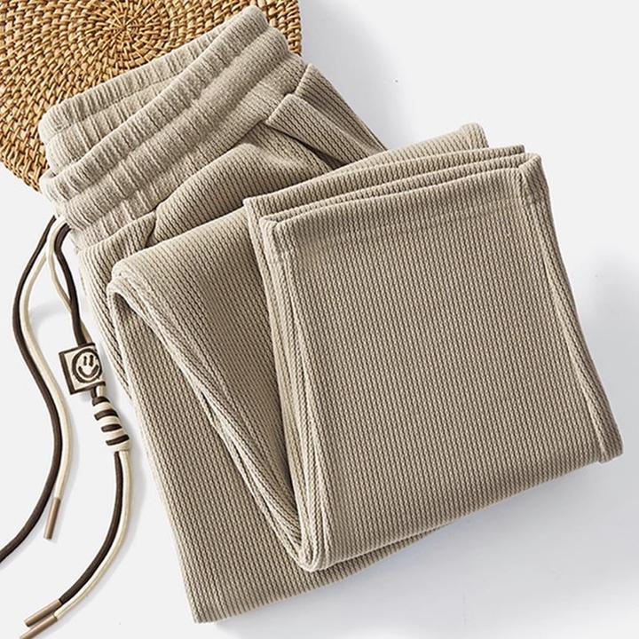 卡因耶查重磅秋冬新款高级感直筒卫裤垂感宽松运动休闲加绒长裤子