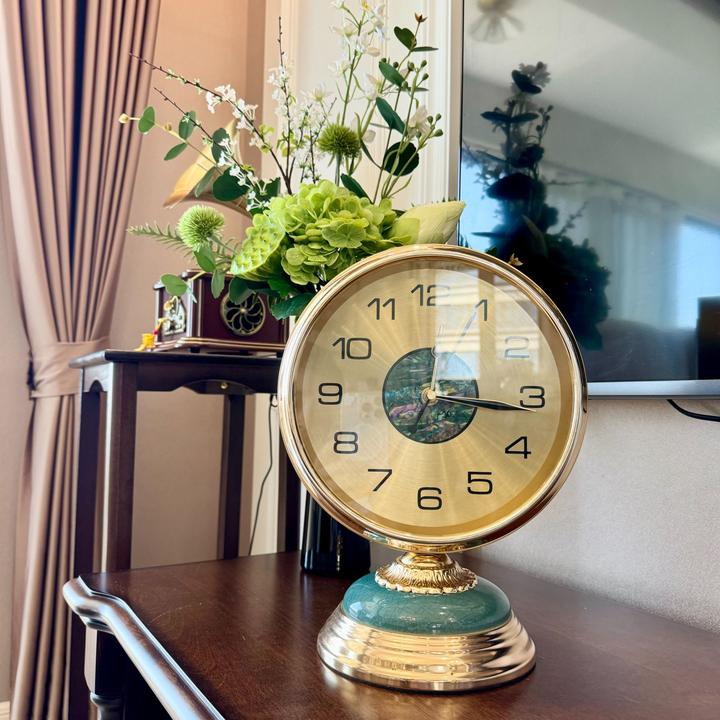 轻奢金属座钟家用台式钟表时钟摆件客厅坐钟静音台钟桌面石英钟表