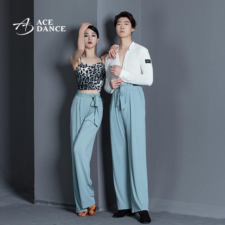 ACE dance拉丁舞成人男女同款高腰小脚系带舞裤情侣款练功裤DA282