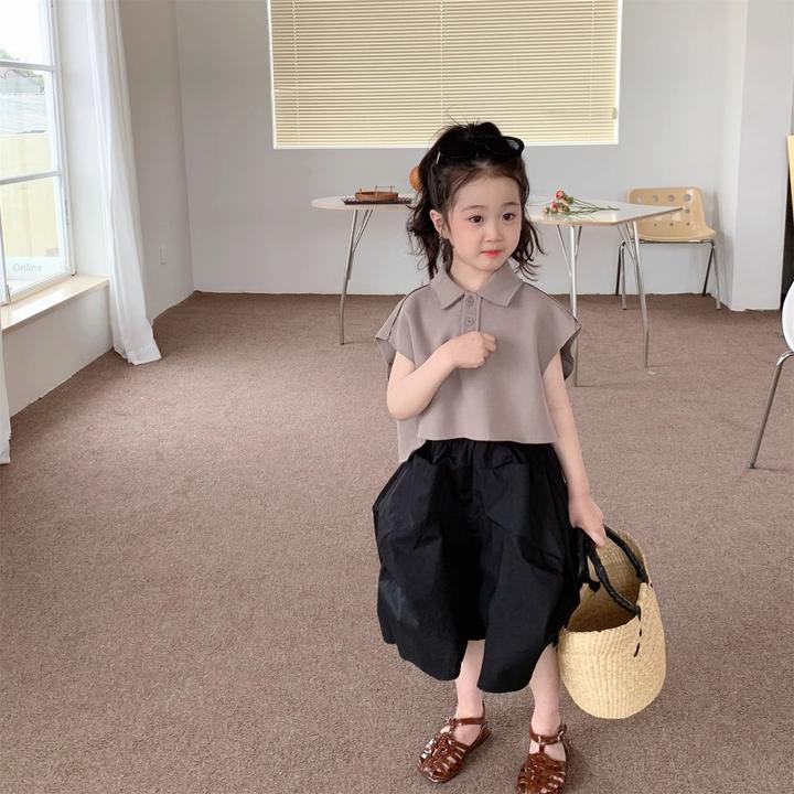女童夏装套装女宝宝夏款洋气时髦2024新款背心工装裤儿童夏季衣服