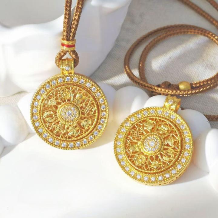 铜合金吊坠 八宝罗盘转动吊坠爆款毛衣链百搭女士项链首饰亮闪闪