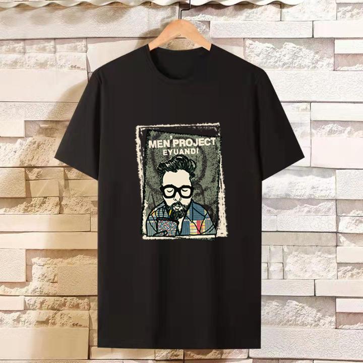 t恤上衣男士夏季半袖宽松潮流圆领百搭休闲印花少年大码