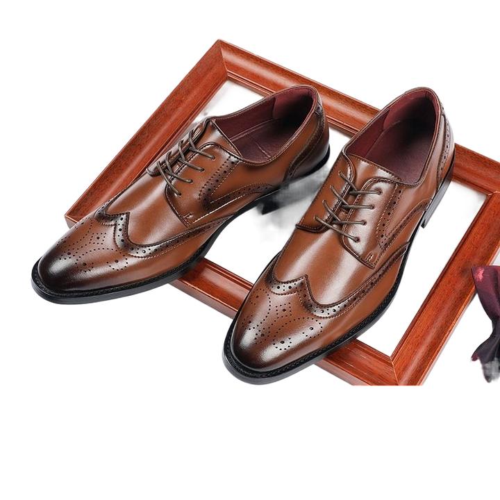 男士英伦布洛克雕花皮鞋商务皮鞋商务正装鞋尖头结婚德比鞋内增高