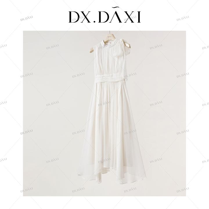 代大喜【海棠听风】气质法式优雅纱裙连衣裙仙女夏季纯色白中长裙