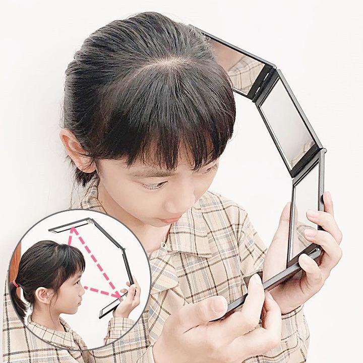 四面镜子自己理发可以看到后脑勺的照剃后脑勺可折叠便携式四折镜