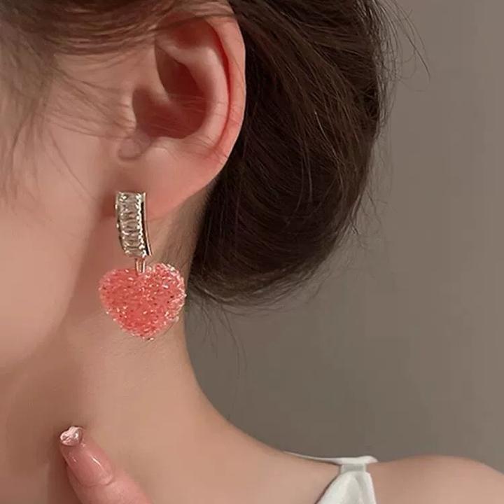 铜合金仿水晶耳饰 爱意满满ins桃心耳环新款潮气质甜美爱意耳饰女