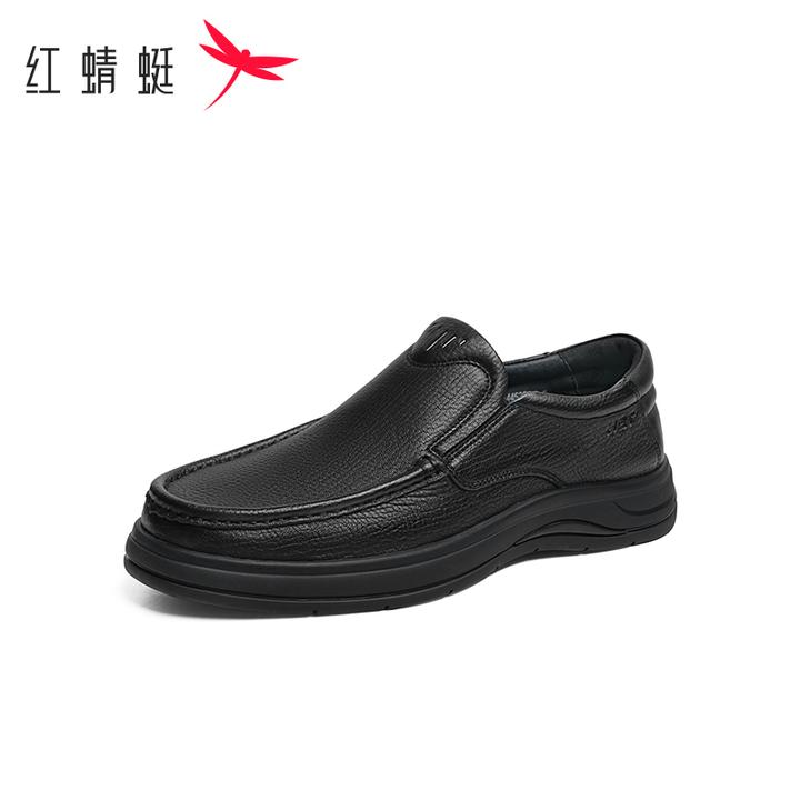 红蜻蜓休闲皮鞋2025新款男鞋一脚蹬羊皮软底舒适通勤爸爸鞋男