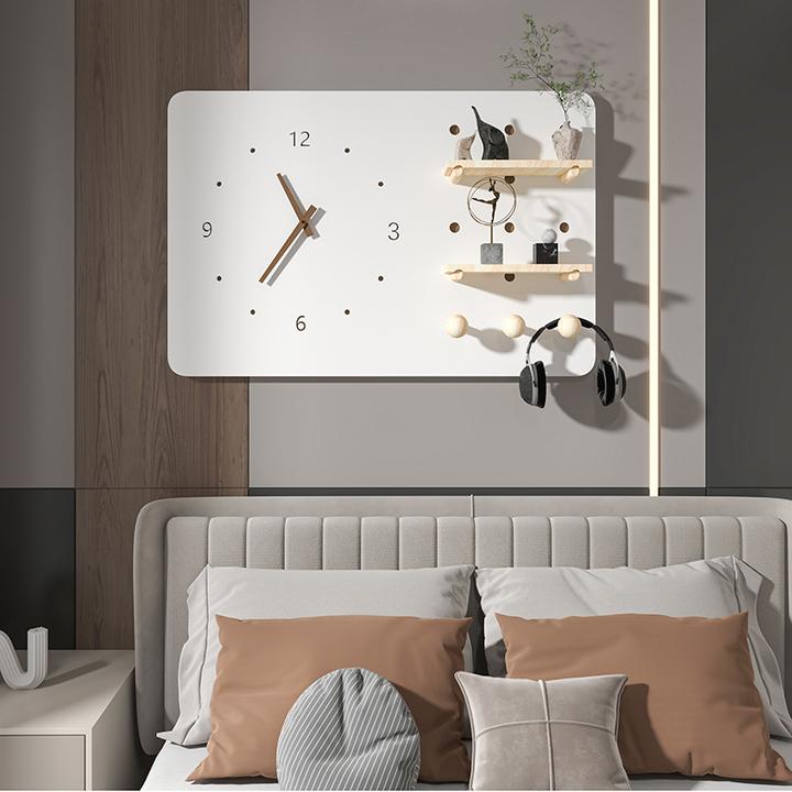 电表箱装饰画免打孔遮挡现代简约时钟电箱挂画置物架洞洞板弱电箱