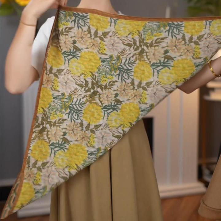 【秋笠】新款围巾双面色丝绒手感65方巾厚款文艺百搭丝巾