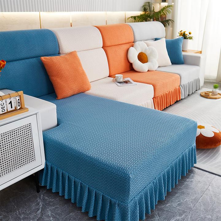 摇粒绒裙边四季通用沙发套罩全包荷叶边简约弹力通用型防尘盖布巾