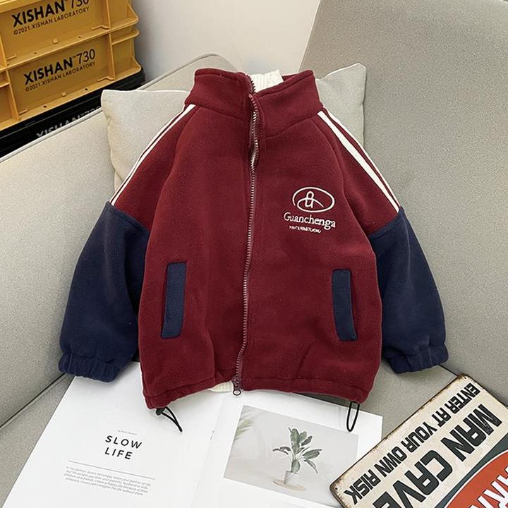 男童秋冬外套2024新款儿童摇粒绒加厚上衣宝宝男孩短款冬季衣服潮