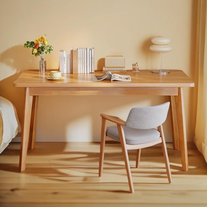 书桌学生家用实木腿学习写字桌成人简易长方形卧室办公桌电脑桌子