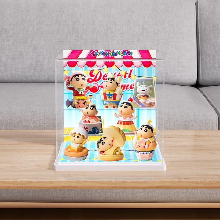 旻悦亚克力展示盒蜡笔小新心点时间盲盒玩具手办收纳防尘盒罩A149