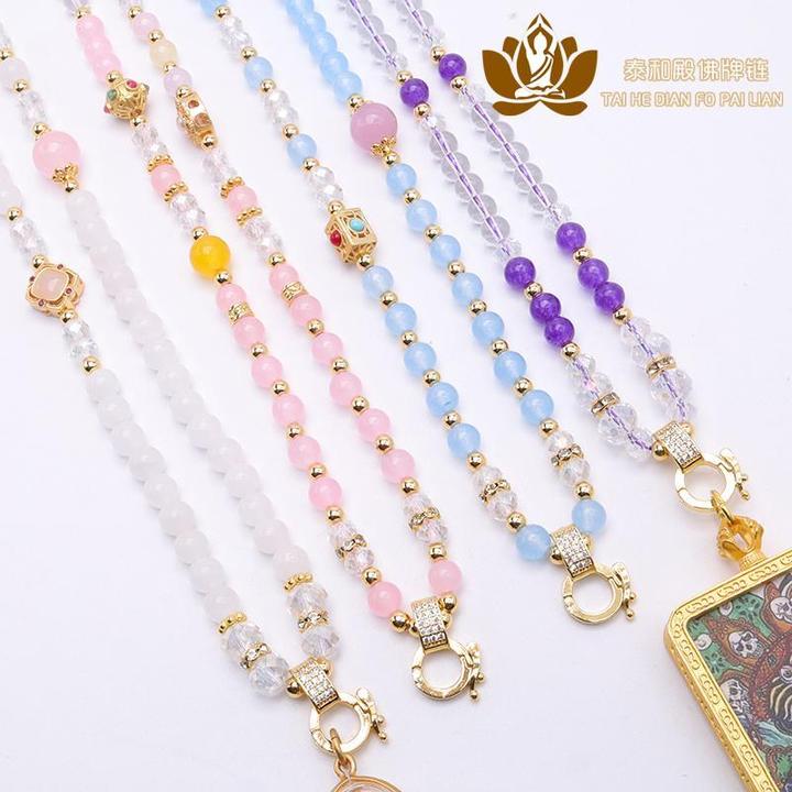 铜合金仿水晶项链 西藏随身唐卡佛牌项链快拆 扎基拉姆吊坠绳挂链