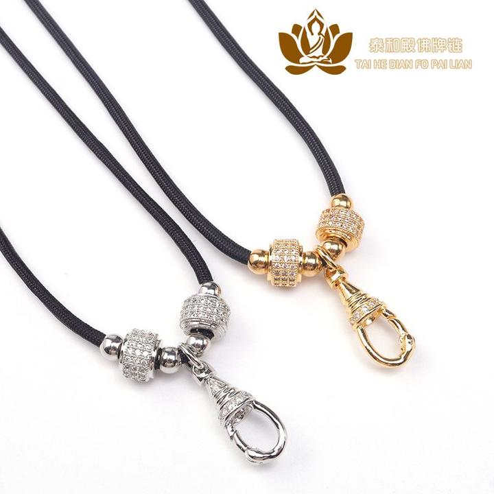 铜合金布艺吊坠 泰伽新款唐卡佛牌链吊坠绳脖子后 可调节抽拉长短