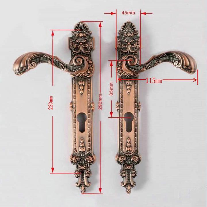 铝艺庭院门入户大门锁欧式红古铜铁艺门把手锌合金现代围墙门拉手