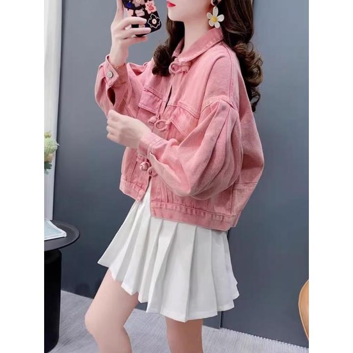 糖果色小个子牛仔外套女春秋年新款宽松短款复古百搭夹克上衣