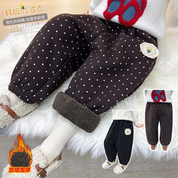 女童加绒裤子冬季2024新款儿童洋气一条过冬时髦宽松冬装保暖棉裤